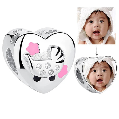 Charm Colgante Personalizado Corazón de Oro Rosa - Elegancia Grabada con Toque Brillante