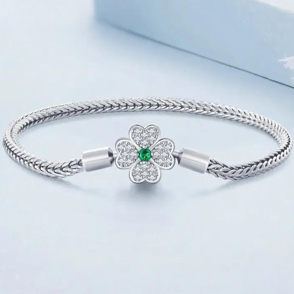 Pulsera Trébol Brillante - trébol de cuatro hojas