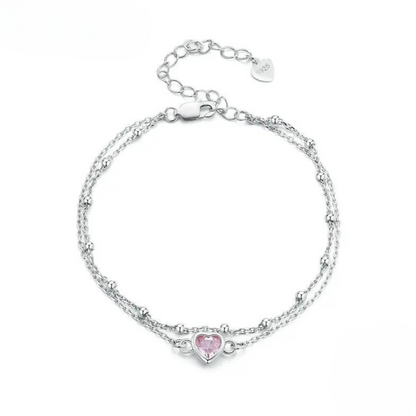 Recuerdo Rosa- Pulsera Corazón