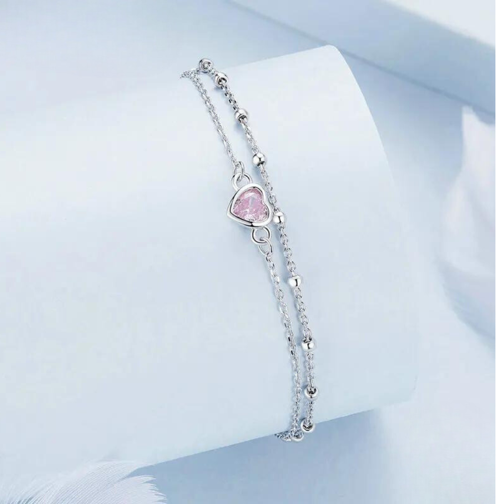 Recuerdo Rosa- Pulsera Corazón