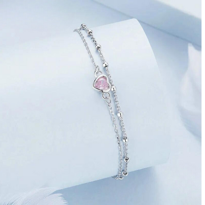 Recuerdo Rosa- Pulsera Corazón