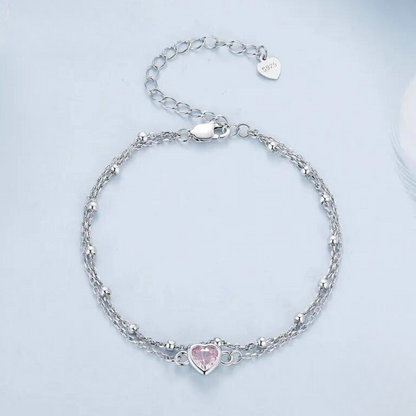 Recuerdo Rosa- Pulsera Corazón