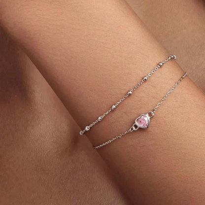 Recuerdo Rosa- Pulsera Corazón