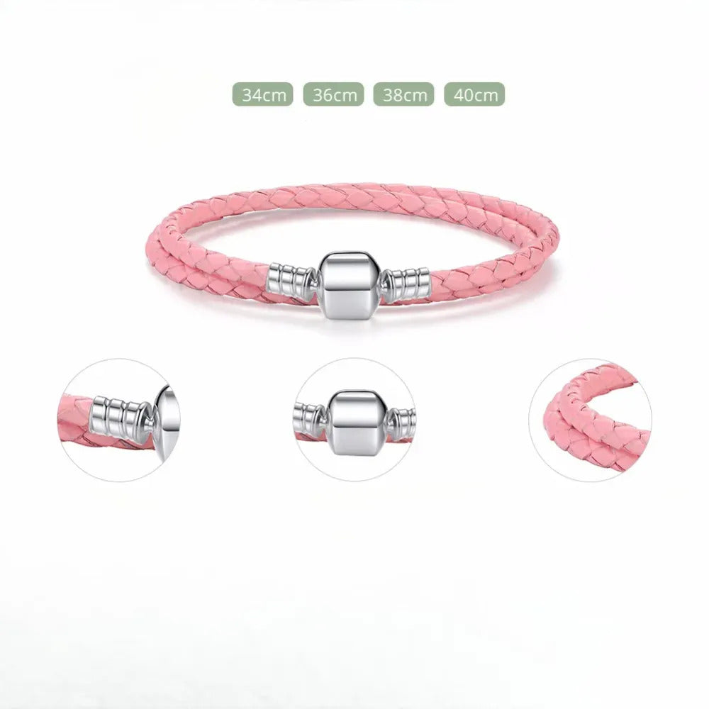 Pulsera Romance en Rosa Sus Secretos: Pulsera larga con Colgante de Plata