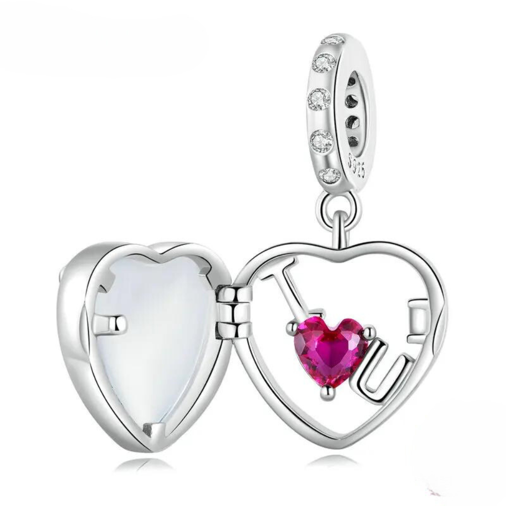 Charm colgante corazón rosa