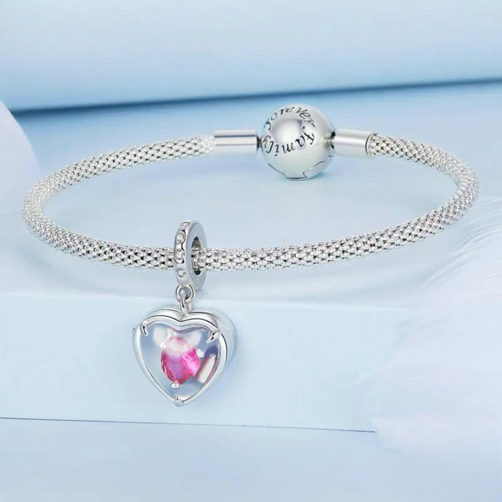 Charm colgante corazón rosa