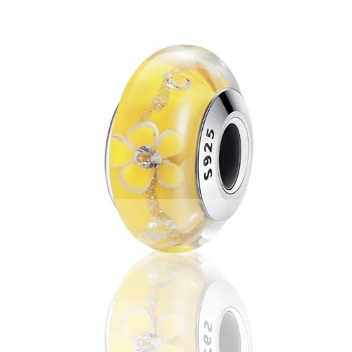 Colgante de Plata con Cristal Diseñado - Color Amarillo: Colección de Inspiración Murano