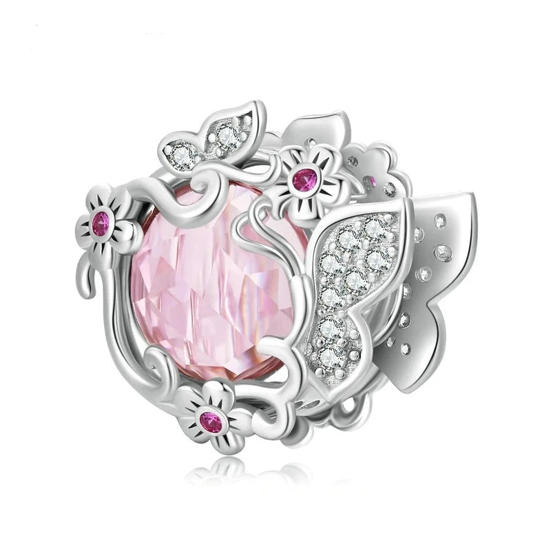 Colgante Mariposa Rosa Plata - Sus Secretos