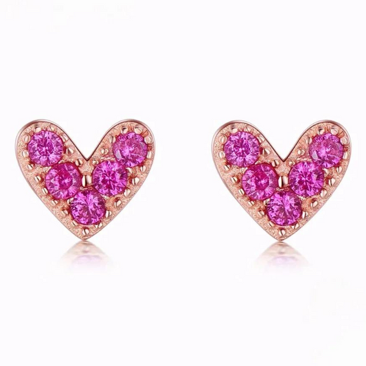 Aretes Corazón Rosa - Amor en Cada Detalle - Sus Secretos