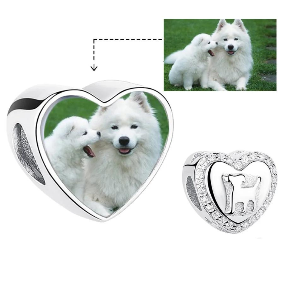 Charm Colgante en forma de corazón con la imagen de un perro personalizada con fotos