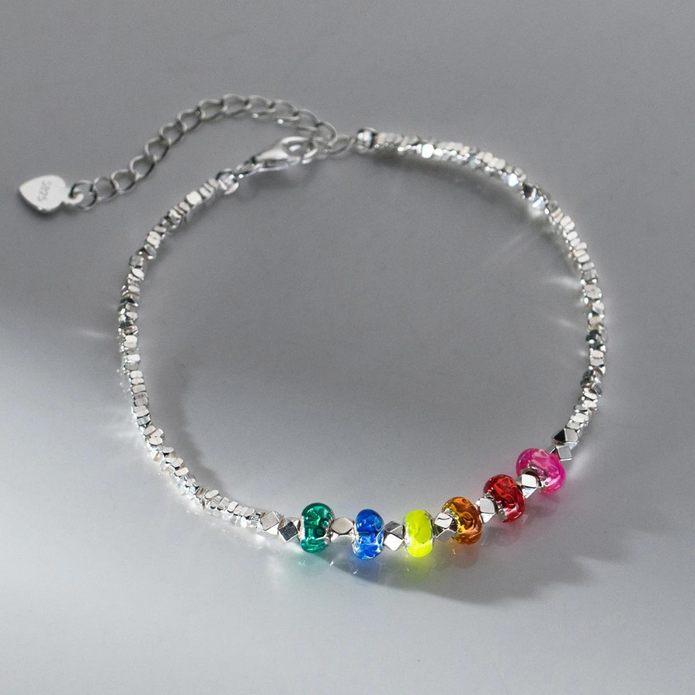 Pulsera de Plata Arcoíris Brillante