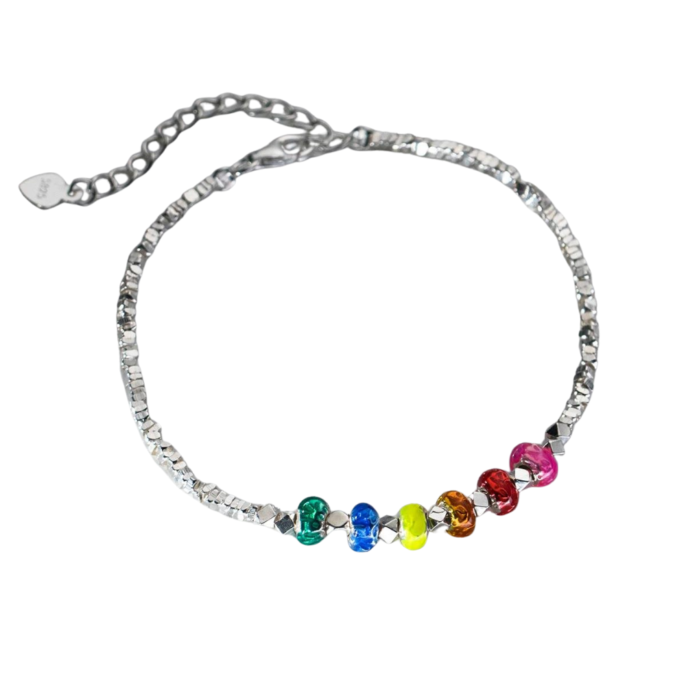 Pulsera de Plata Arcoíris Brillante