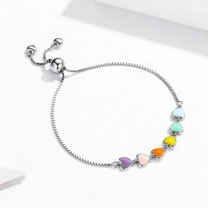 Silver Romance Sus Secretos : Pulsera Colgante Corazones