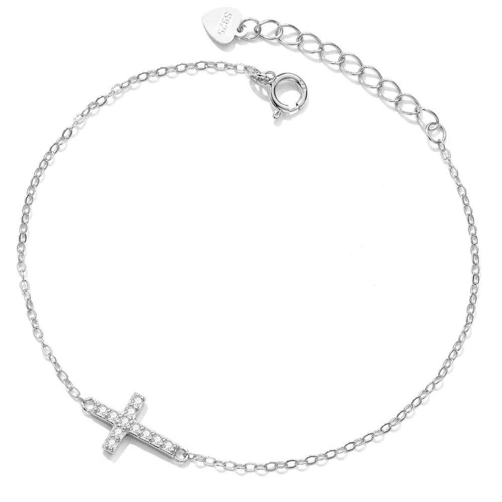 Pulsera Plata Cruz- Sus Secretos